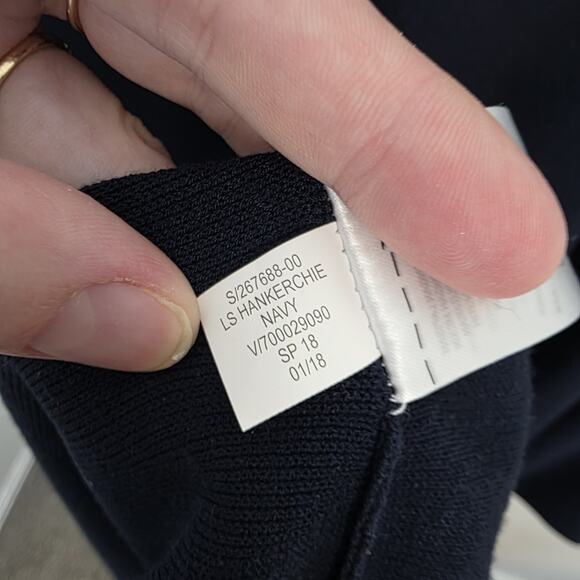 Banana Republic Navy Knit Handkerchief Long Sleeve Midi Dress Size L Tall - Picture 7 of 9